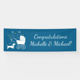 Dackel Dackel Dog Baby Dusche Blue Boy Banner