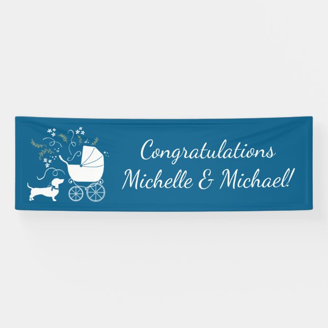 Dackel Dackel Dog Baby Dusche Blue Boy Banner (Horizontal)