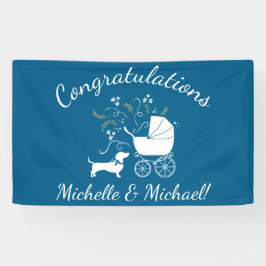 Dackel Dackel Dog Baby Dusche Blue Boy Banner