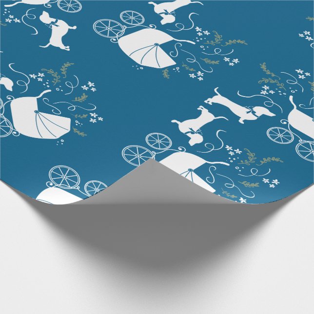 Dackel Dackel Dog Baby Dusche Blue Boy Geschenkpapier (Ecke)