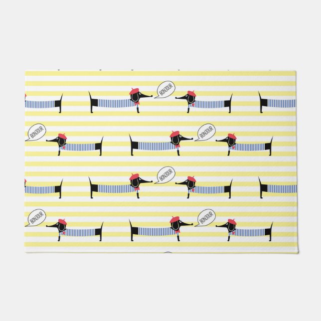 Dackel Dackel Dog Bonjour Door Mat Fußmatte (Vorderseite)