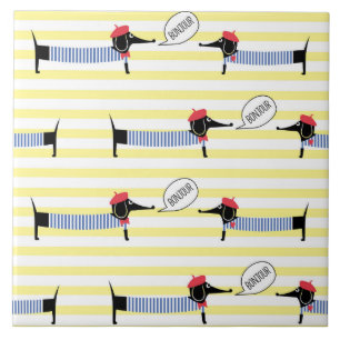 Dackel Dackel Dog Bonjour Fliese