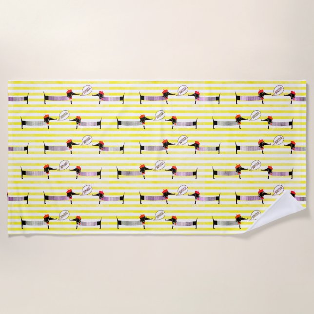 Dackel Dackel Dog Bonjour Strandtuch (Vorderseite)