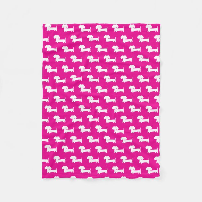Dackel Dackel Dose Blanket Hot Pink Fleecedecke (Vorderseite)