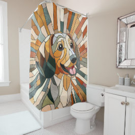 Dackel - Dackel - farbiges Mosaik Duschvorhang