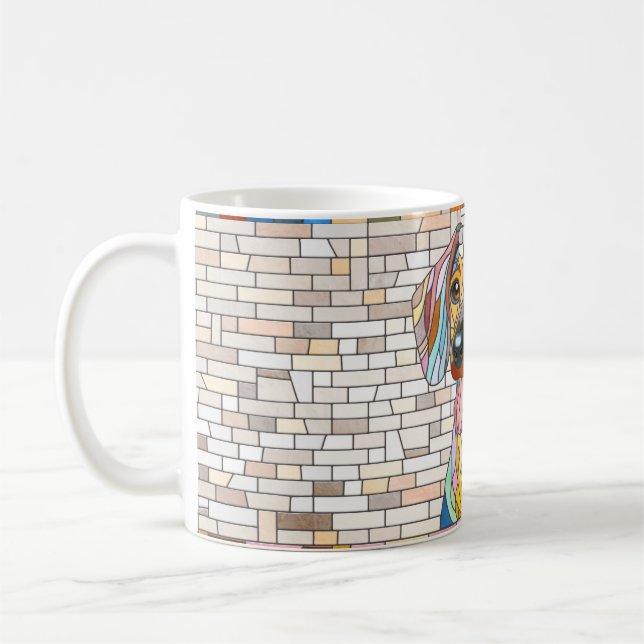 Dackel - Dackel - farbiges Mosaik Kaffeetasse (Links)