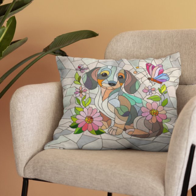Dackel - Dackel - farbiges Mosaik Kissen (Von Creator hochgeladen)