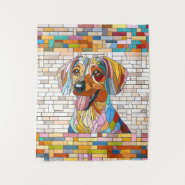 Dackel - Dackel - farbiges Mosaik Wandteppich
