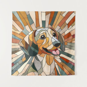 Dackel - Dackel - farbiges Mosaik Wandteppich