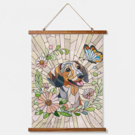 Dackel - Dackel - farbiges Mosaik Wandteppich Mit Holzrahmen