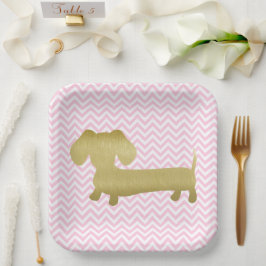 Dackel Dackel Gold und Rosa Party Teller