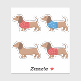 Dackel Dackel Hund in Sweater Set von 4 Aufkleber