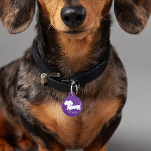 Dackel Dackel Hund Lila ID Tag Haustiermarke