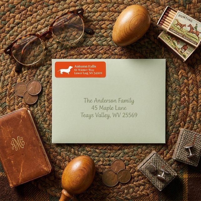 Dackel Dackel Hund | Orange Return Address Label (Dachshund Wiener Dog | Orange Return Address Label)