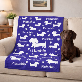 Dackel Dackel Hund Personalisiert Blanket Blau Fleecedecke