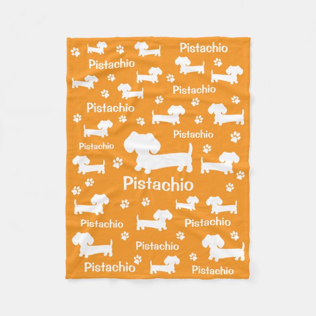 Dackel Dackel Hund Personalisiert Blanket Orange Fleecedecke (Vorderseite)