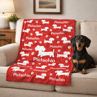 Dackel Dackel Hund Personalisiert Blanket Rot Fleecedecke