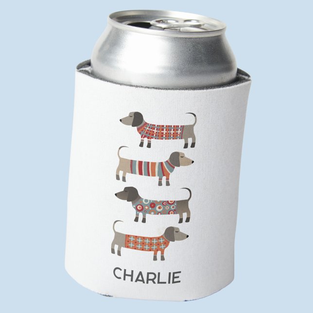Dackel Dackel Hund Personalisiert Dosenkühler (Fun personalized custom name Dachshund Wiener Sausage Dog can cooler for animal lovers)