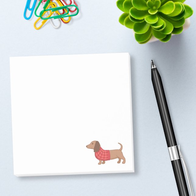 Dackel Dackel Hund Red Kariert Sweater Post-it Klebezettel (Von Creator hochgeladen)