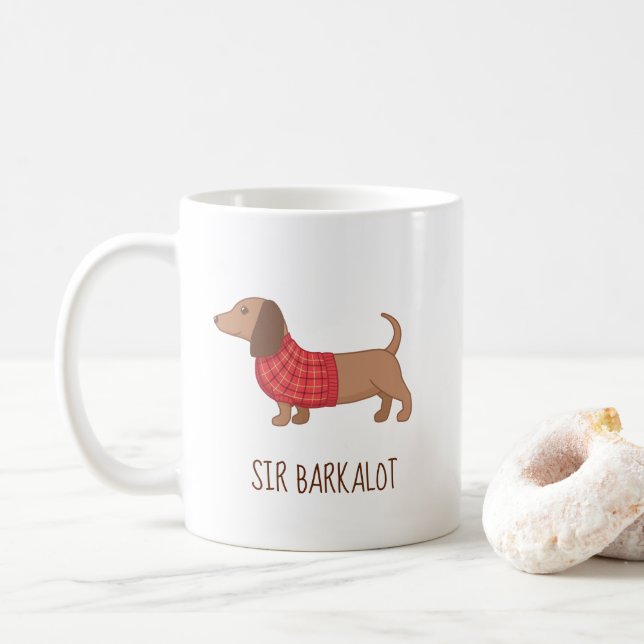 Dackel Dackel Hund Welpe Individuelle Name Kaffeetasse (Mit Donut)