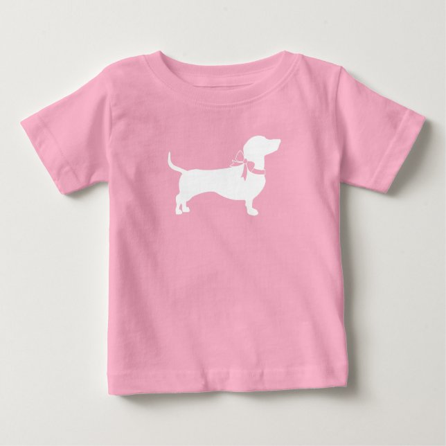 Dackel Dackel Hunde Kinderdusche Pink Girl Baby T-shirt (Vorderseite)
