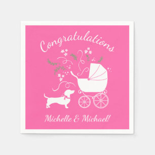 Dackel Dackel Hunde Kinderdusche Pink Girl Serviette