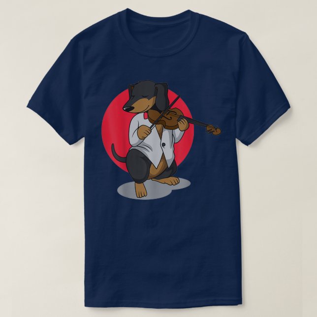 Dackel Dackel Hunde Violine Niedliches Sonnenlicht T-Shirt (Design vorne)