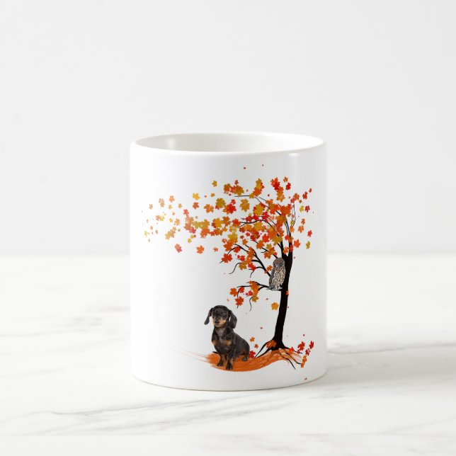 Dackel Dackel im Herbst und Herbst Kaffeetasse (Mittel)