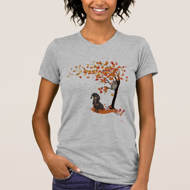 Dackel Dackel im Herbst und Herbst T-Shirt (Vorderseite)