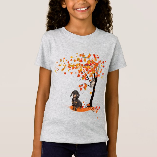 Dackel Dackel im Herbst und Herbst T-Shirt (Vorderseite)