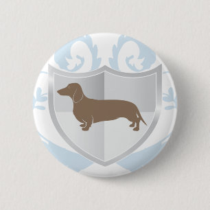 Dackel-Dackel-klassischer Wappen-Entwurf Button