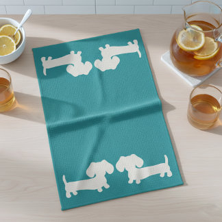 Dackel Dackel Küche Geschirr Handtuch Aquamarin