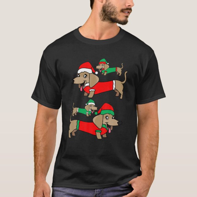 Dackel Dackel Santa Funny Cooler Hund Weihnachten  T-Shirt (Vorderseite)