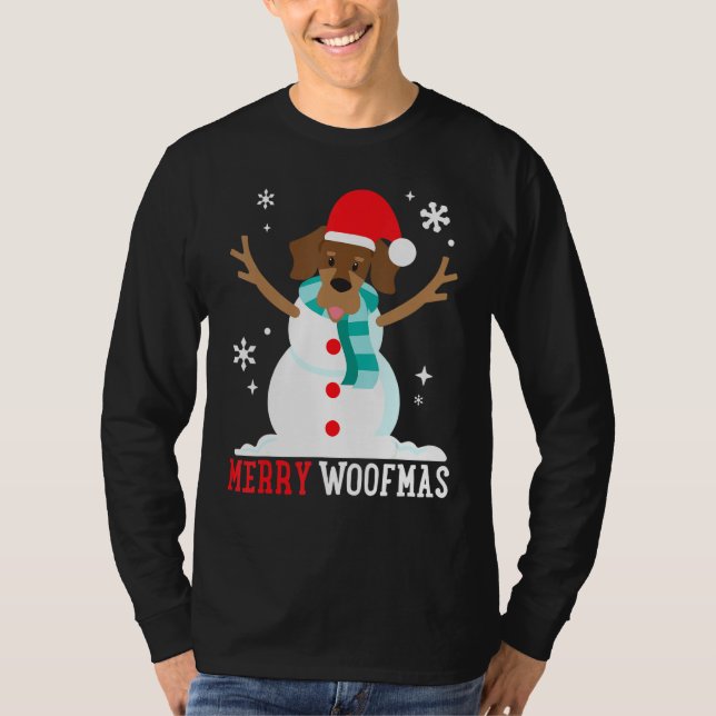Dackel Dackel Snowman Funny Niedlich Weihnachten T-Shirt (Vorderseite)
