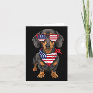 Dackel Dackel USA Flagge 4. Juli Amerika C Karte
