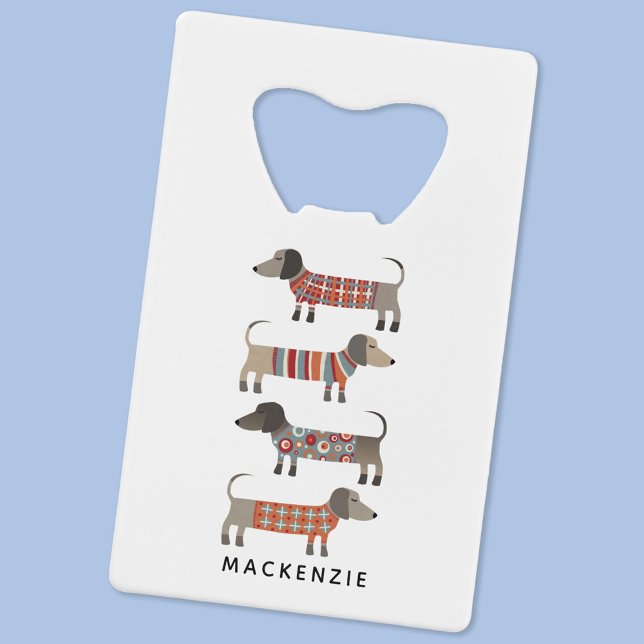 Dackel Dackel Wurst Hund Personalisiert Geldbeutel Flaschenöffner (Fun Dachshund Wiener Sausage Dog personalized custom name credit card style bottle opener)