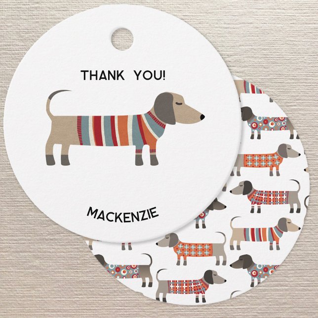 Dackel Dackel Wurst Hund Personalisiert Geschenkanhänger (Dachshund Wiener Sausage Dog fun personalized custom text party favor tags)
