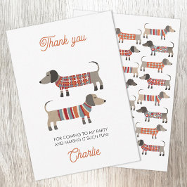 Dackel Dackel Wurst Hund Personalisiertes Party Dankeskarte