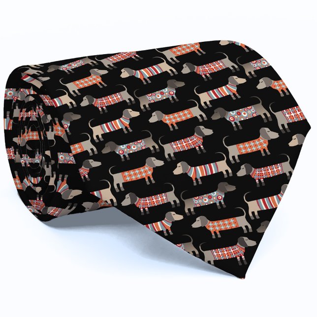 Dackel Dackel Wursthund Krawatte (Dachshund Wiener Sausage Dog pattern neck tie)