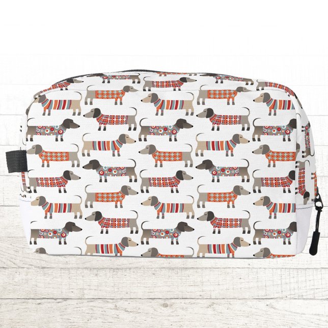 Dackel Dackel Wursthund Waschbeutel (Fun Dachshund Wiener Sausage Dog pattern toiletries bag)