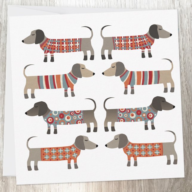 Dackel Dackel Wurstkarte Hinweiskarte (Dachshund Wiener Sausage Dog fun greetings card)