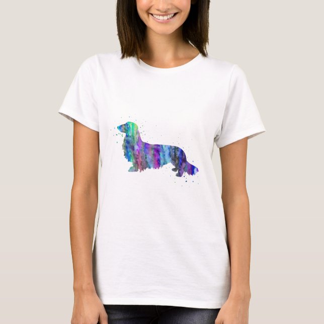 Dackel, Dackelhundewatercolordruck, Hund T-Shirt (Vorderseite)