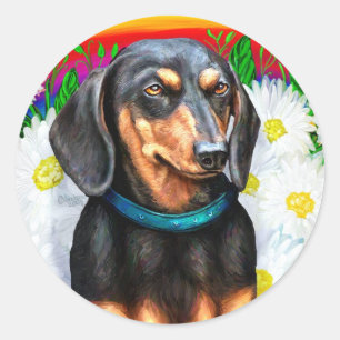 Dackel Daisy Patch B&T Runder Aufkleber