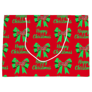 Dackel Daxie Christmas Dog & Green Bow Große Geschenktüte