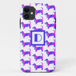 Dackel/Daxie Hund Lover Pink Blue Monogram Case-Mate iPhone Hülle
