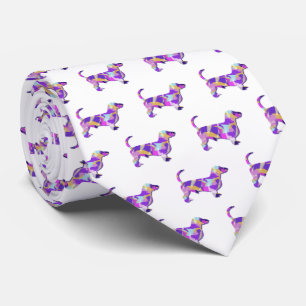 Dackel Daxie Silhouette Lila Weißes Neck Krawatte