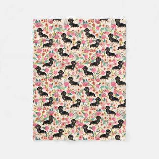 Dackel-Decke - Schwarzes und tan Dackeln - Creme Fleecedecke