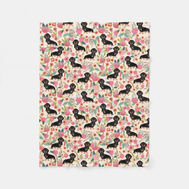 Dackel-Decke - Schwarzes und tan Dackeln - Creme Fleecedecke (Vorderseite)