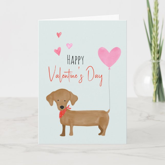 Dackel der Aquarellfarben Valentines Hundekarte Karte (Vorderseite)