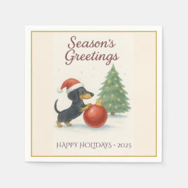 Dackel der Grüße der Saison Holiday Napkins Serviette